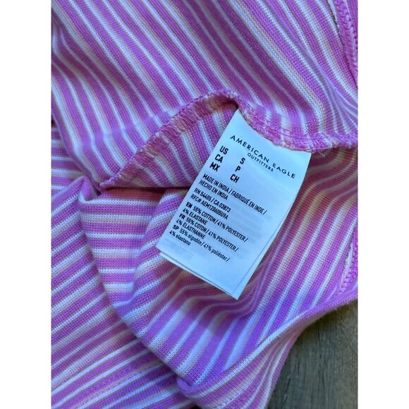 American Eagle Pink & White Striped Sleeveless Dress Size S Cotton Blend - Picture 4 of 6